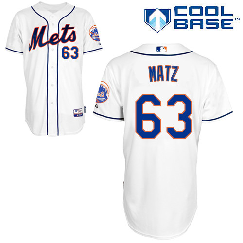 Steven Matz #63 MLB Jersey-New York Mets Men's Authentic Alternate 2 White Cool Base Baseball Jersey